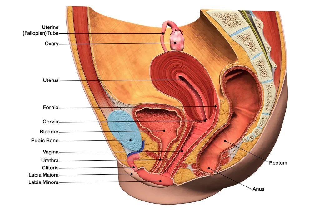 Adult human female anatomy diagram chart